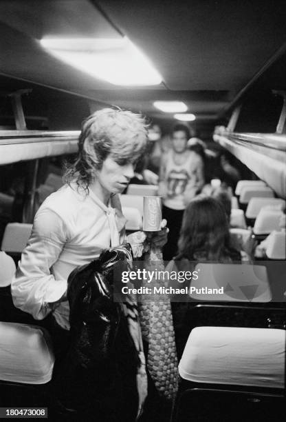 Guitarist Keith Richards, of the Rolling Stones, on the band's tour bus during a two-day stopover in Glasgow for shows at the Apollo Theatre,...