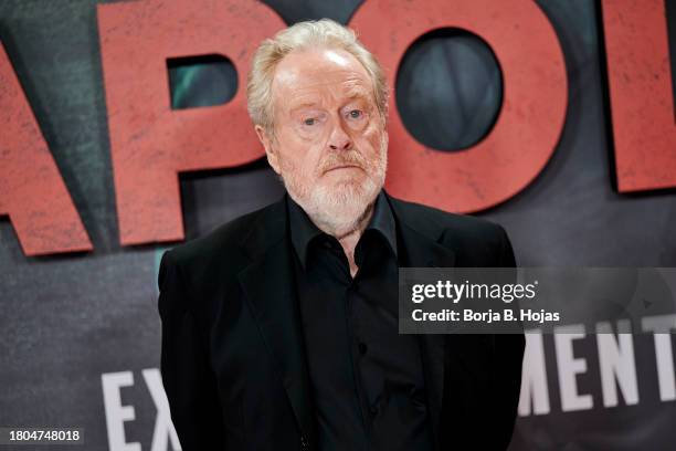 Director Ridley Scott attends the "Napoleon" premiere at the El Prado Museum on November 20, 2023 in Madrid, Spain.