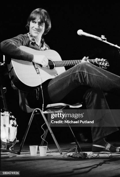 American singer-songwriter James Taylor performing at the Crystal Palace Garden Party festival at the Crystal Palace Bowl, London, 15th September...