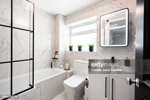 property interiors - bathroom pot plant stock pictures, royalty-free photos & images