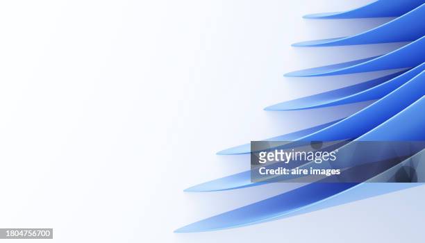 front view of a single row blue waves in a 3d rendered image with white background - tela transparente stock-fotos und bilder