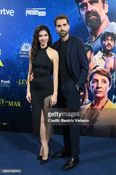Paula Perez and Carlo Rodrigo attend the Madrid premiere of "La Ley Del Mar" at Cines Callao on November 20, 2023 in Madrid, Spain.