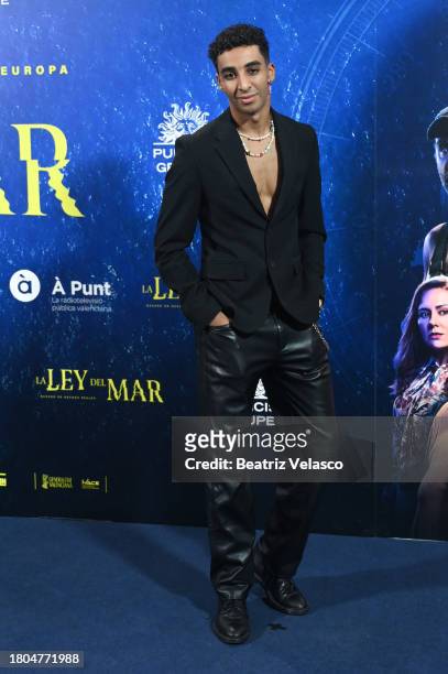 Mohamed Azyane attends the Madrid premiere of "La Ley Del Mar" at Cines Callao on November 20, 2023 in Madrid, Spain.