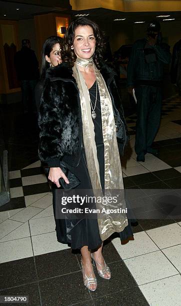 Actress Annabella Sciorra attends the world premiere of the third season of HBO's "Six Feet Under" at Loews Kips Bay February 19, 2003 in New York...