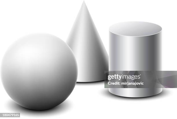geometric objetcs set - cone shape stock illustrations