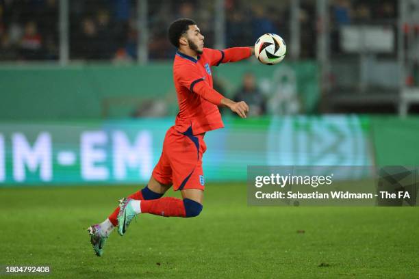 Ryan Andrews of U20 England plays the ball during the U20 International Friendly match between U20 Germany v U20 England at Jahnstadion on November...