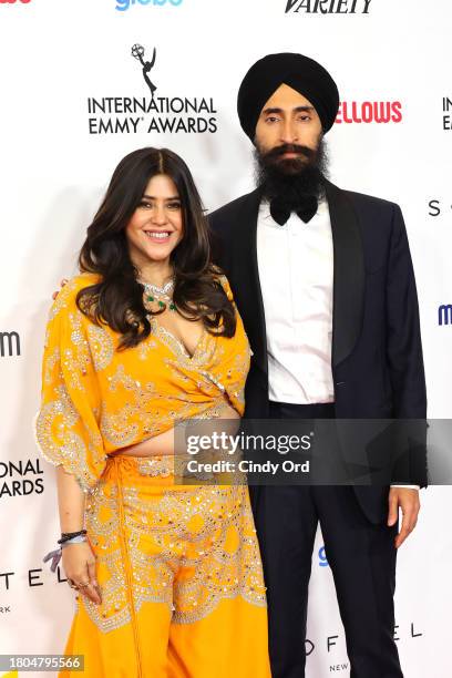 Ektaa R. Kapoor and Waris Ahluwalia attend the 51st International Emmy Awards at New York Hilton Midtown on November 20, 2023 in New York City.