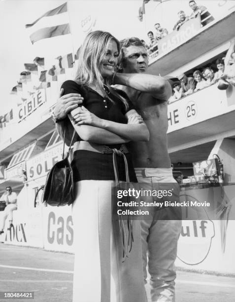 Actors Steve McQueen and Elga Andersen in a scene from the movie 'Le Mans', 1971.