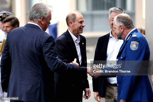 Prince Edward Duke of Edinburgh shakes hands with Leon Taylor, Deputy Commissioner, Correctionals Services NSW at PCYC City of Sydney-Woolloomooloo...