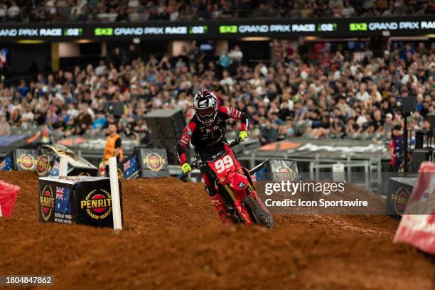 Max Anstie of United Kingdom on the Fire Power Honda HONDA during the WSX Australian Grand Prix at Marvel Stadium on November 25, 2023 in Melbourne,...