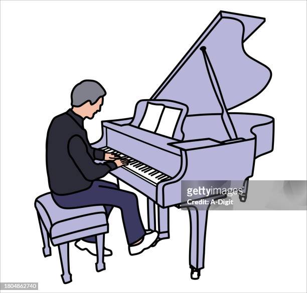jazzpianist solo lavander - pianist stock-grafiken, -clipart, -cartoons und -symbole