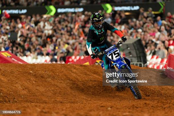 Josh Hill of United States on the CDR Yamaha Monster Energy YAMAHA during the WSX Australian Grand Prix at Marvel Stadium on November 25, 2023 in...