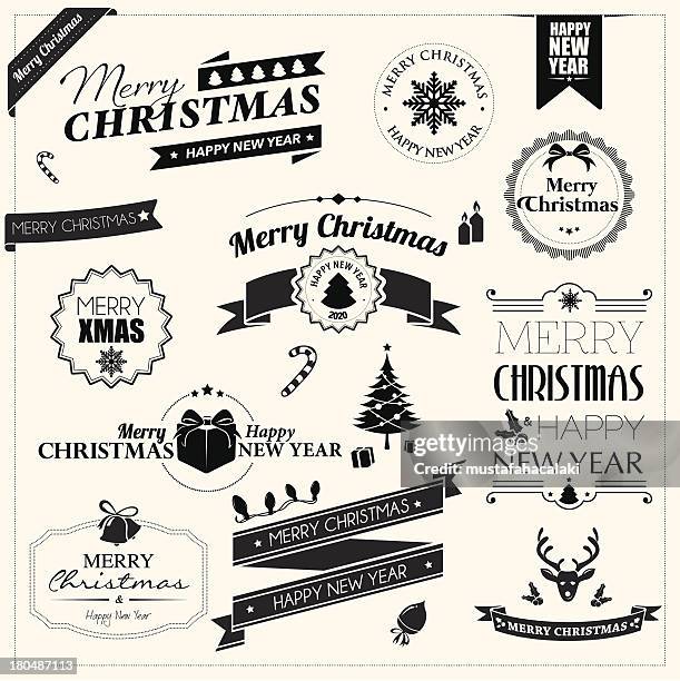 christmas badges - old fashioned candy stock illustrations