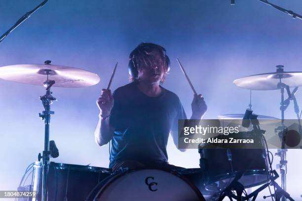 Chris Hrasky of Explosions In The Sky performs on stage at La Riviera on November 20, 2023 in Madrid, Spain.