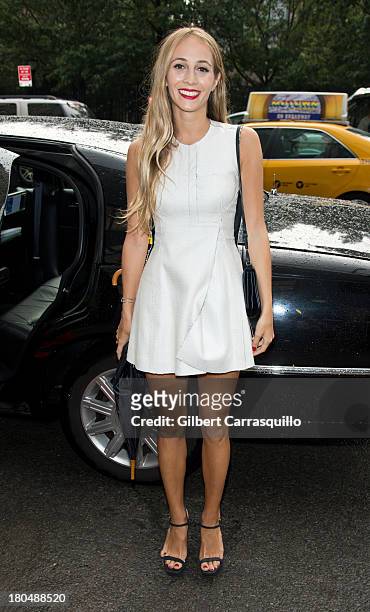 Harley Viera-Newton is seen arriving to Calvin Klein Collection fashion show during Mercedes-Benz Fashion Week Spring 2014 at Spring Studios on...