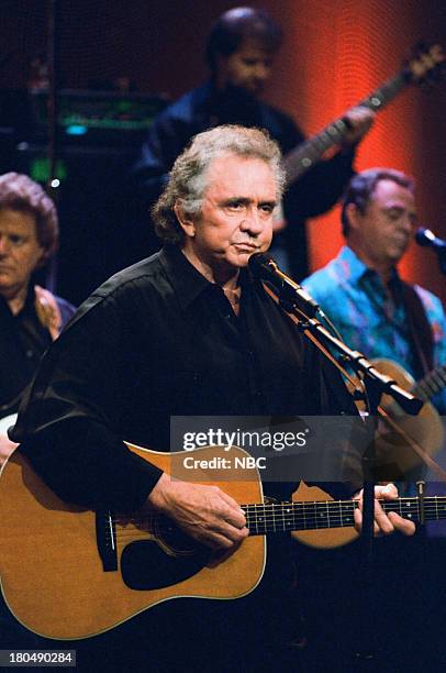 Episode 702 -- Pictured: Johnny Cash of musical guest The Highwaymen performs on May 30, 1995 --