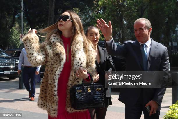 Anne Jakrajutatip arrives at a press conference at Torre Mayor on November 20, 2023 in Mexico City, Mexico.