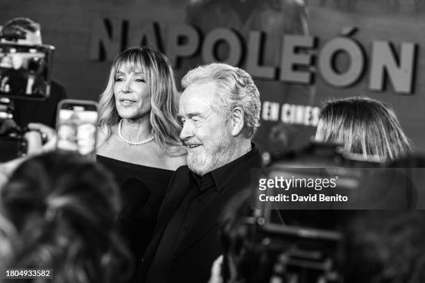 Giannina Facio and director Ridley Scott attend the Madrid premiere "Napoleon" at Museo Nacional del Prado on November 20, 2023 in Madrid, Spain.