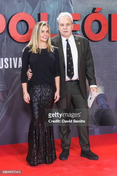 David Summers and Christine Cambeiro attend the Madrid premiere "Napoleon" at Museo Nacional del Prado on November 20, 2023 in Madrid, Spain.