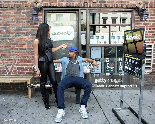 Traci Steele and DJ Babey Drew attend 106 & Park On The Road at DubSpot on September 11, 2013 in New York City.