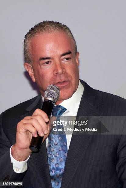Raúl Rocha attends a press conference at Torre Mayor on November 20, 2023 in Mexico City, Mexico.