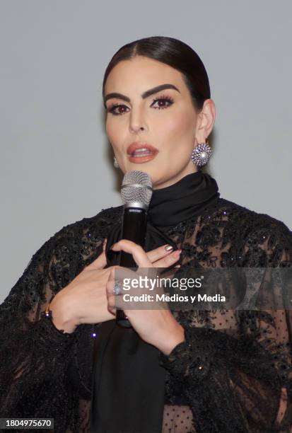 Cinthya de la Vega attends a press conference at Torre Mayor on November 20, 2023 in Mexico City, Mexico.