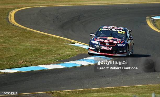 Craig Lowndes drives the Red Bull Racing Australia Holden during practice for the Sandown 500, which is round 10 of the V8 Supercar Championship...