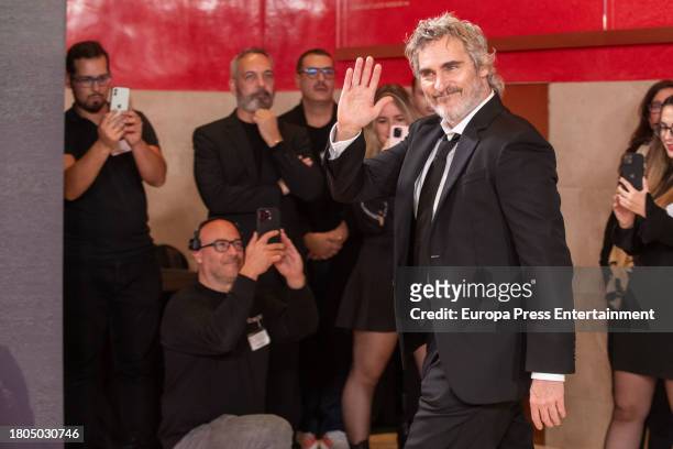 Joaquin Phoenix during the premiere of the film "Napoleon" at the Prado Museum, on November 20 in Madrid, Spain.