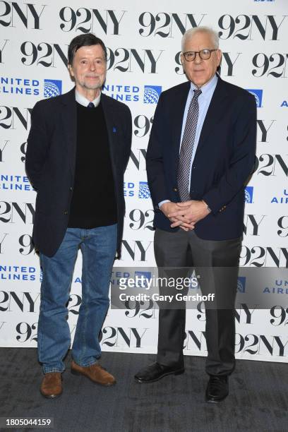 Ken Burns and David Rubenstein attend Iconic America: David Rubenstein and Ken Burns in conversation at The 92nd Street Y, New York on November 20,...