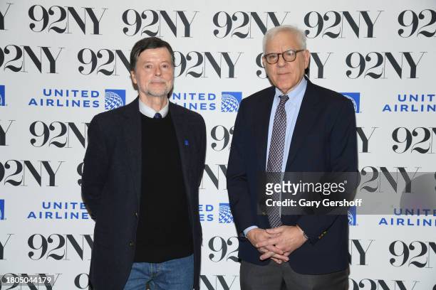 Ken Burns and David Rubenstein attend Iconic America: David Rubenstein and Ken Burns in conversation at The 92nd Street Y, New York on November 20,...