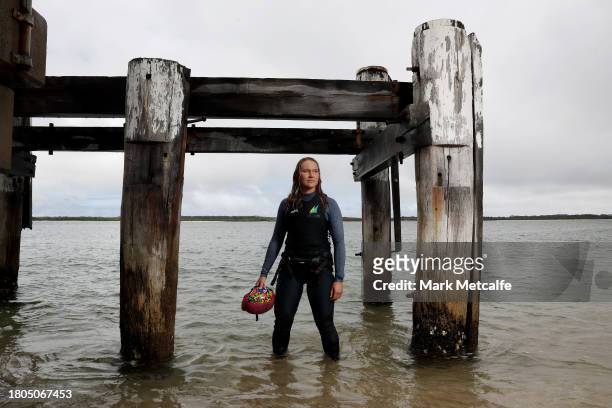 Kite Foil sailor Breiana Whitehead poses during an Australian Paris 2024 Olympic Games Team Selection Media Opportunity at the Georges River Sailing...