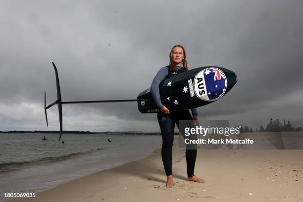 Kite Foil sailor Breiana Whitehead poses during an Australian Paris 2024 Olympic Games Team Selection Media Opportunity at the Georges River Sailing...
