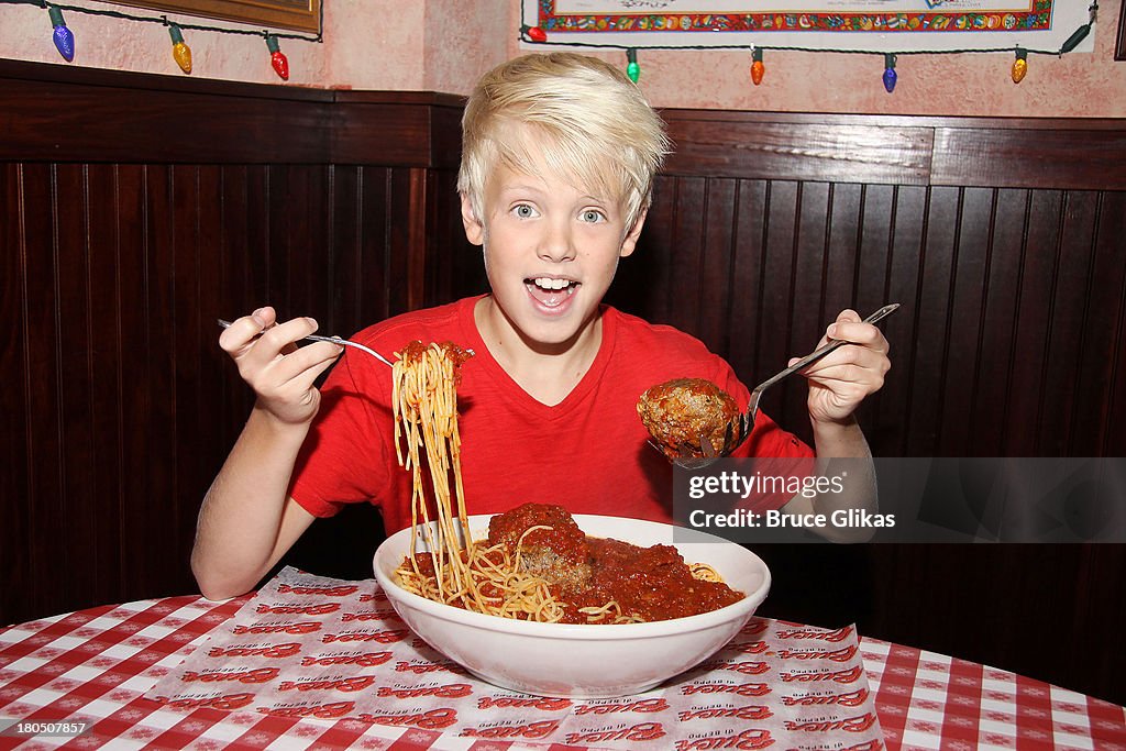 Carson Lueders Visits Buca Di Beppo And Planet Hollywood Times Square