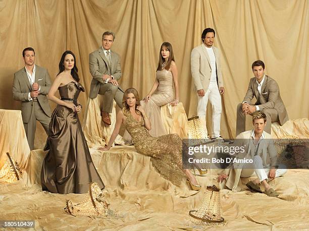 Walt Disney Television via Getty Images's "Revenge" stars Barry Sloane as Aiden Mathis, Madeleine Stowe as Victoria Grayson, Henry Czerny as Conrad...