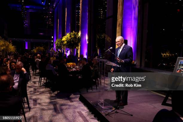 Chuck Schumer speaks at Lincoln Center's Fall Gala honoring James G. Dinan at David Geffen Hall on November 20, 2023 in New York City.