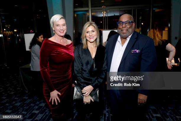 Jordana Leigh, Marilyn Hernandez and Stephen Robinson attend Lincoln Center's Fall Gala honoring James G. Dinan at David Geffen Hall on November 20,...