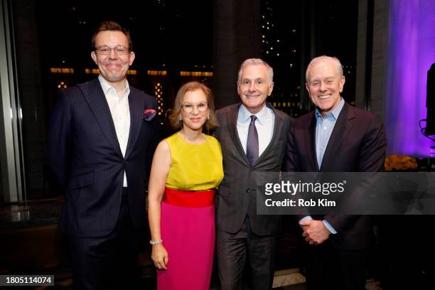 Henry Timms, Elizabeth Miller, James G. Dinan and Steven Swartz attend Lincoln Center's Fall Gala honoring James G. Dinan at David Geffen Hall on...