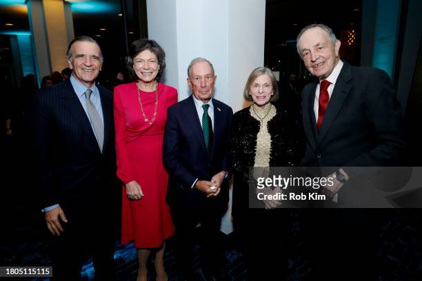 Robert K. Steel, Diana Taylor, Michael Bloomberg, Betty Levin and John Levin attend Lincoln Center's Fall Gala honoring James G. Dinan at David...