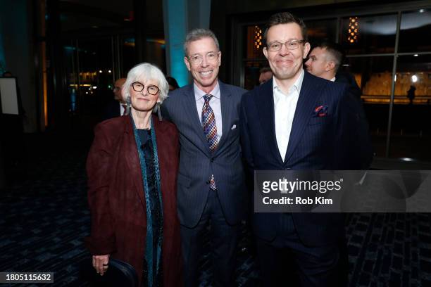Susan Campbell, Jeff Campbell and Henry Timms attend Lincoln Center's Fall Gala honoring James G. Dinan at David Geffen Hall on November 20, 2023 in...