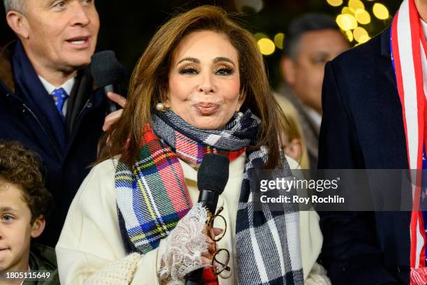 Judge Jeanine Pirro hosts the Fox News 4th annual all-American Christmas Tree lighting at Fox News Channel Studios on November 20, 2023 in New York...