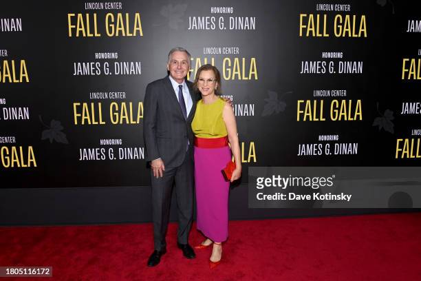 James G. Dinan and Elizabeth Miller attend Lincoln Center's Fall Gala honoring James G. Dinan at David Geffen Hall on November 20, 2023 in New York...