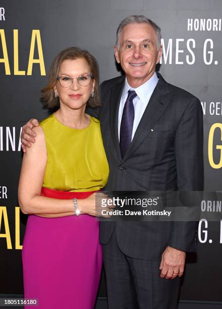 Elizabeth Miller and James G. Dinan attend Lincoln Center's Fall Gala honoring James G. Dinan at David Geffen Hall on November 20, 2023 in New York...
