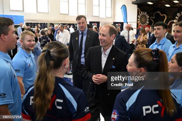 Prince Edward, Duke of Edinburgh, greets participants of the Duke of Edinburgh Award, and award leaders at the Police Citizens Youth Centre in...
