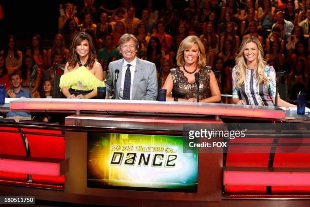 Guest judge Paula Abdul, resident judges Nigel Lythgoe, Mary Murphy and guest judge Erin Andrews on SO YOU THINK YOU CAN DANCE airing Tuesday, July 9...