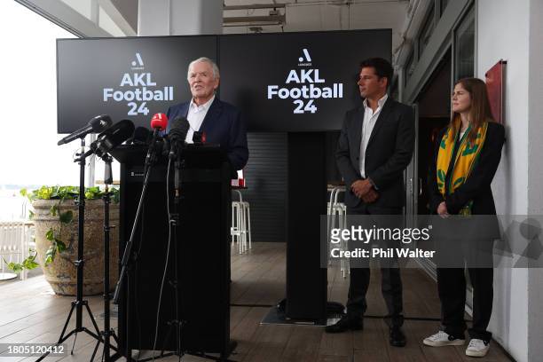 Bill Foley, general partner of the global multi club football operator Black Knight Football Club speaks during a A-Leagues Media Conference at Go...