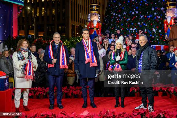 Judge Jeanine Pirro, Harold Ford Jr., Jesse Watters, Dana Perino and Greg Gutfeld host the Fox News 4th annual all-American Christmas Tree lighting...