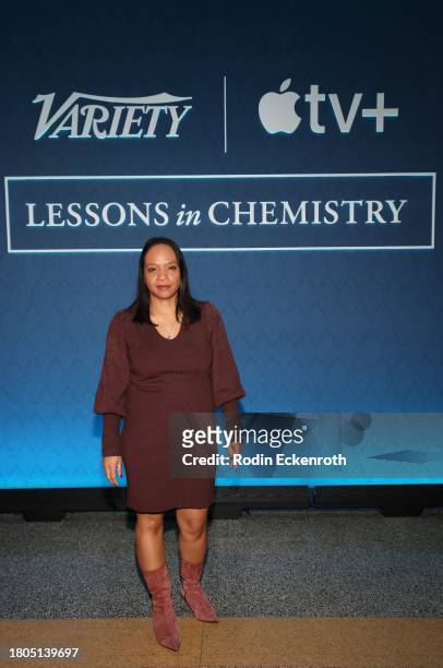 Jazz Tangcay, Senior Artisans Editor, Variety, attends Variety And Apple TV+ "Lessons In Chemistry" Screening, Q&A And Reception at Linwood Dunn...