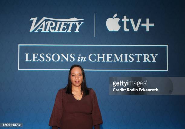 Jazz Tangcay, Senior Artisans Editor, Variety, attends Variety And Apple TV+ "Lessons In Chemistry" Screening, Q&A And Reception at Linwood Dunn...