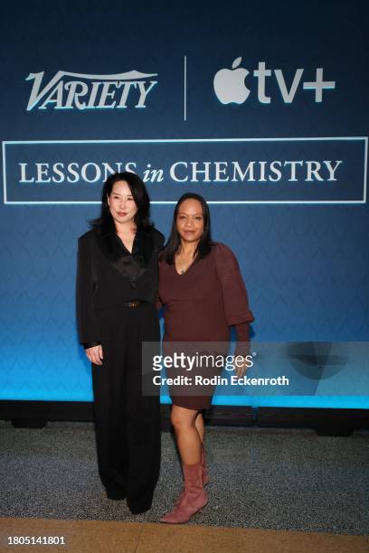 Miho Suzuki and Jazz Tangcay, Senior Artisans Editor, Variety, attend Variety And Apple TV+ "Lessons In Chemistry" Screening, Q&A And Reception at...