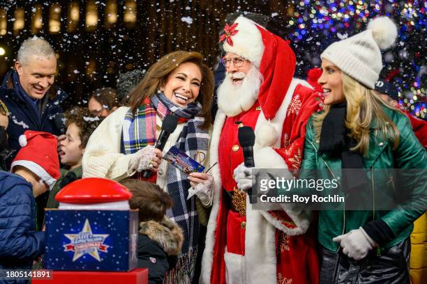 Judge Jeanine Pirro with Santa Claus and Dana Perino as they host the Fox News 4th annual all-American Christmas Tree lighting at Fox News Channel...